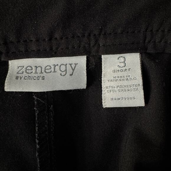 Zenergy by Chico’s SZ 3 SHORT (X-Large) Pants Lightweight Stretch Pockets Black - Picture 8 of 9